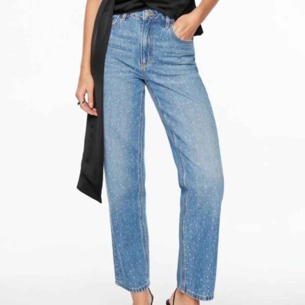 Dynamite Rhinestone Straight Leg Jeans - Picture 2 of 9